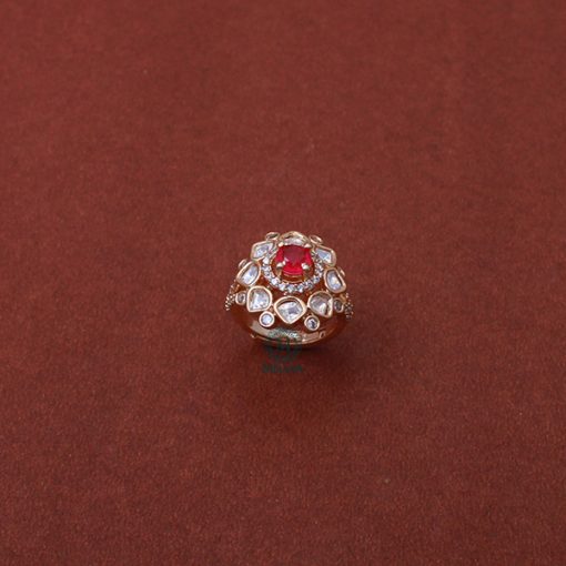 Ishika Pink Polki Designer Ring - Image 3