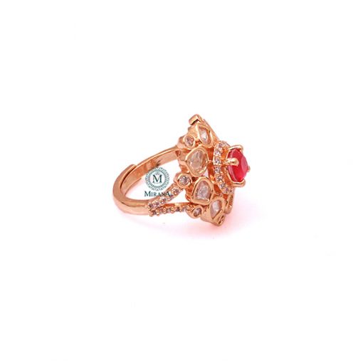 Ishika Pink Polki Designer Ring - Image 4