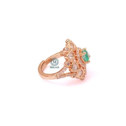 Ishika Mint Green Polki Designer Ring - Image 4