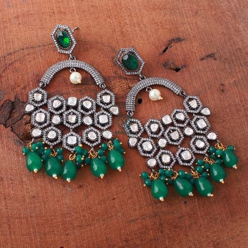 Aabha Emerald Green Moissanite Earrings