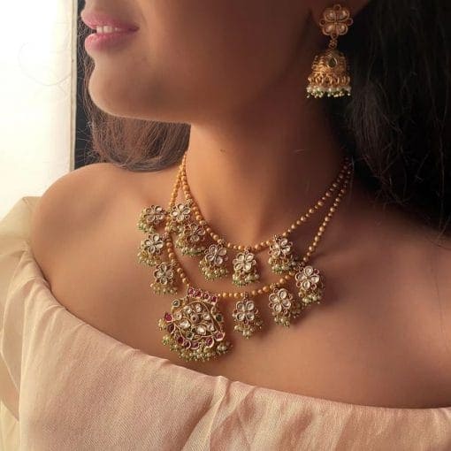 Hansika Pearl Antique Layered Necklace Set