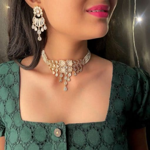 Kiya Pearl Polki Designer Choker Set