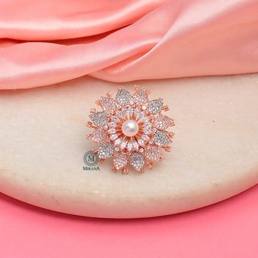 Liza Pearl CZ Designer Ring