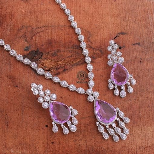 Nio Lavender CZ Designer Necklace Set