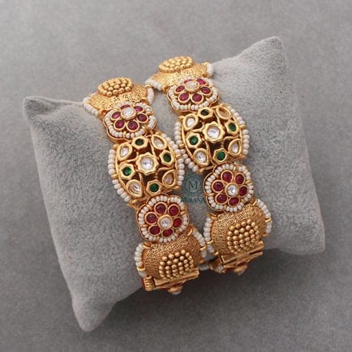 Prisha Ruby Green Antique Designer Bangles