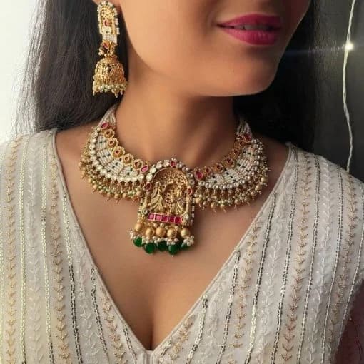 Shehnai Pearl Antique Designer Necklace Set