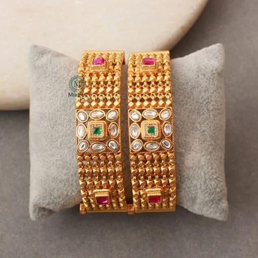 Siya Ruby Green Antique Designer Bangles