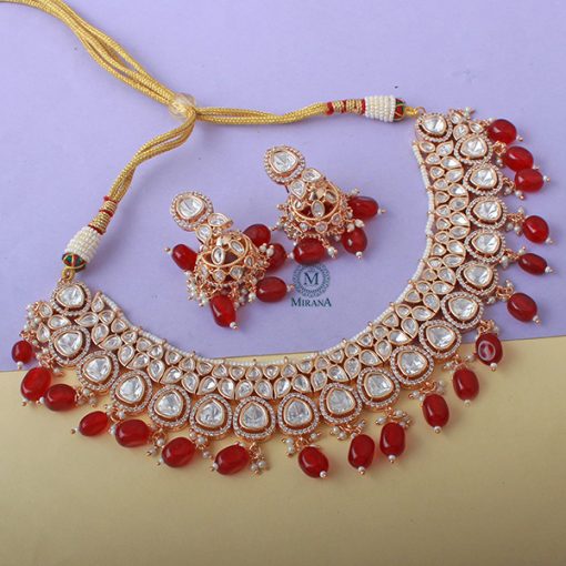 Bhavika Ruby Polki Designer Choker Set - Image 2