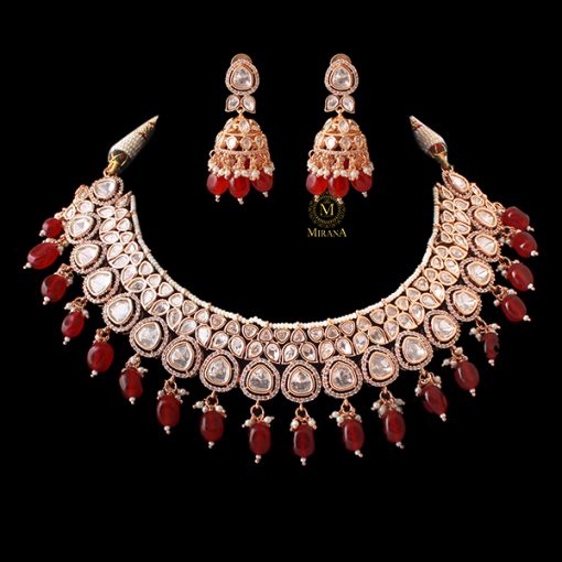 Bhavika Ruby Polki Designer Choker Set - Image 3