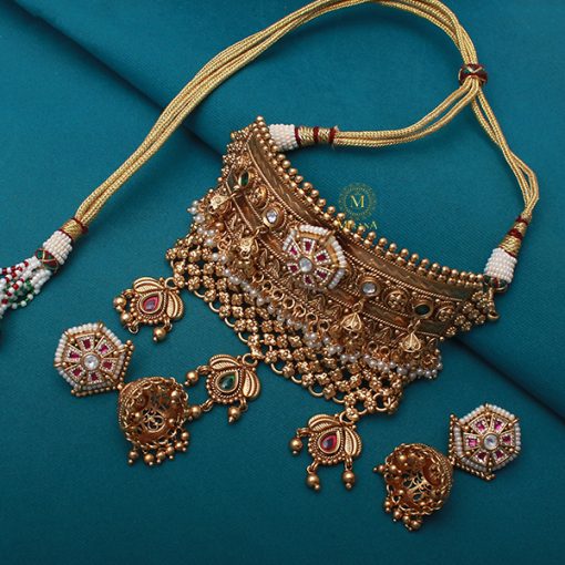 Riyanshi Pearl Antique Designer Choker Set - Image 4