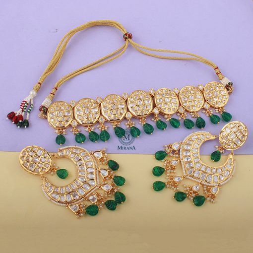 Jyotika Green Polki Designer Choker Set - Image 2