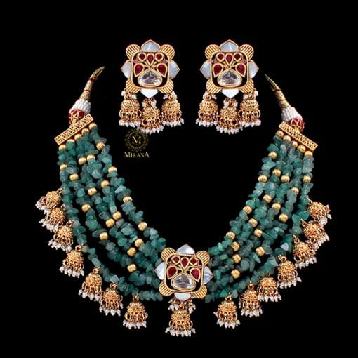 Ritvika Pearl MOP Polki Designer Choker Set - Image 2