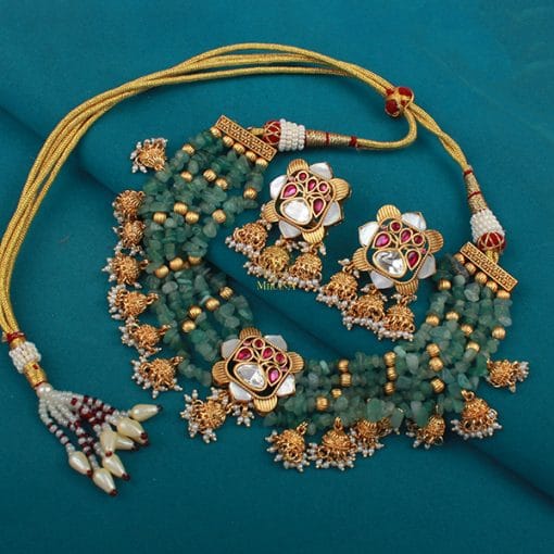 Ritvika Pearl MOP Polki Designer Choker Set - Image 4