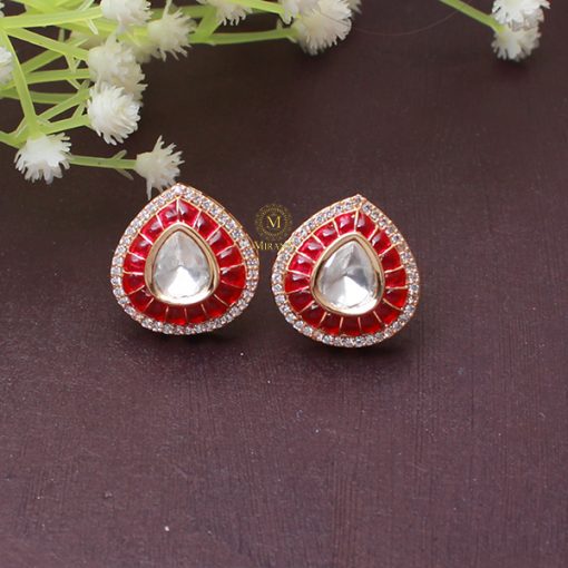 Shivani Ruby Polki Designer Studs