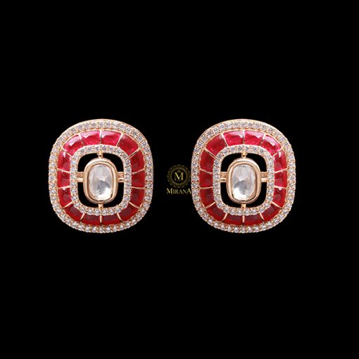 Sia Ruby Polki Designer Studs - Image 2