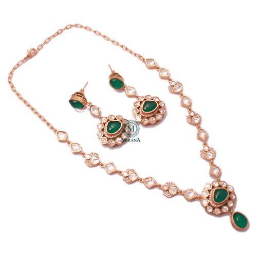 Saniya Emerald Green Moissanite Necklace Set - Image 6