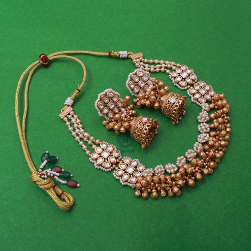 Kitashi Pearl Antique Designer Necklace Set - Image 3