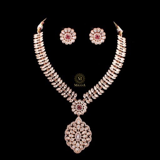 Kajal Ruby Polki Designer Necklace Set - Image 2