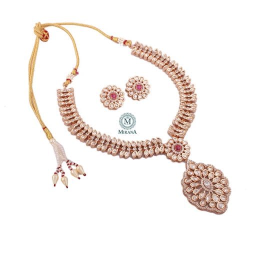 Kajal Ruby Polki Designer Necklace Set - Image 4