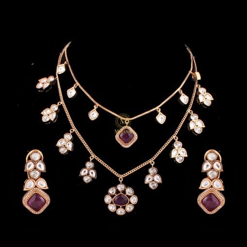 Sushmita Lavender Moissanite Designer Necklace Set