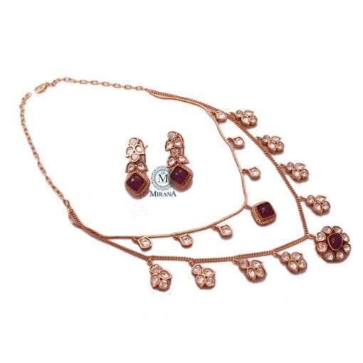 Sushmita Lavender Moissanite Designer Necklace Set - Image 6