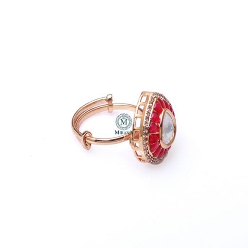 Shivani Ruby Polki Designer Ring - Image 4