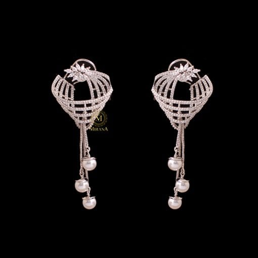 Zurie Pearl CZ Designer Earrings - Image 2