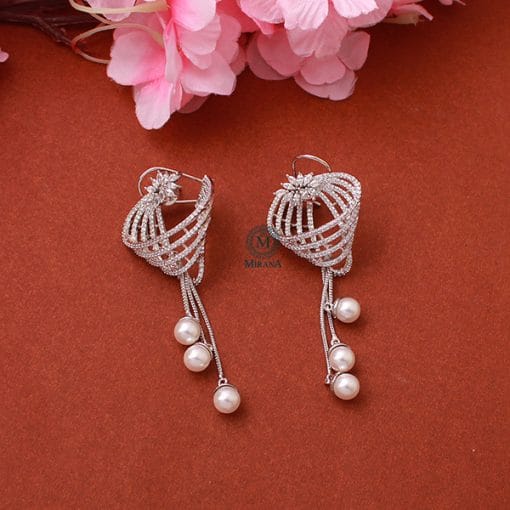 Zurie Pearl CZ Designer Earrings - Image 3