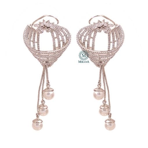 Zurie Pearl CZ Designer Earrings - Image 4